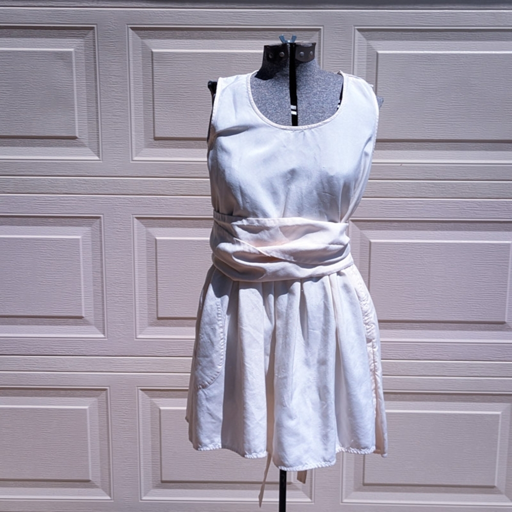 Jill Stuart Ivory Sundress With Long Ribbon Belt, S